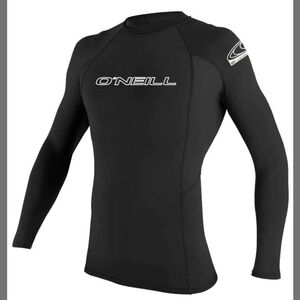 NWT O'Neill Wetsuits Basic Skins UPF 50+ Long Sleeve Rash Guard Black - Size S